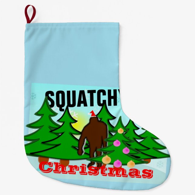 Squatchy Weihnachten Bigfoot klebrig Großer Weihnachtsstrumpf (Vorderseite)
