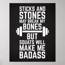 Squats machen mich zum Badass-Gym-Zitat Poster