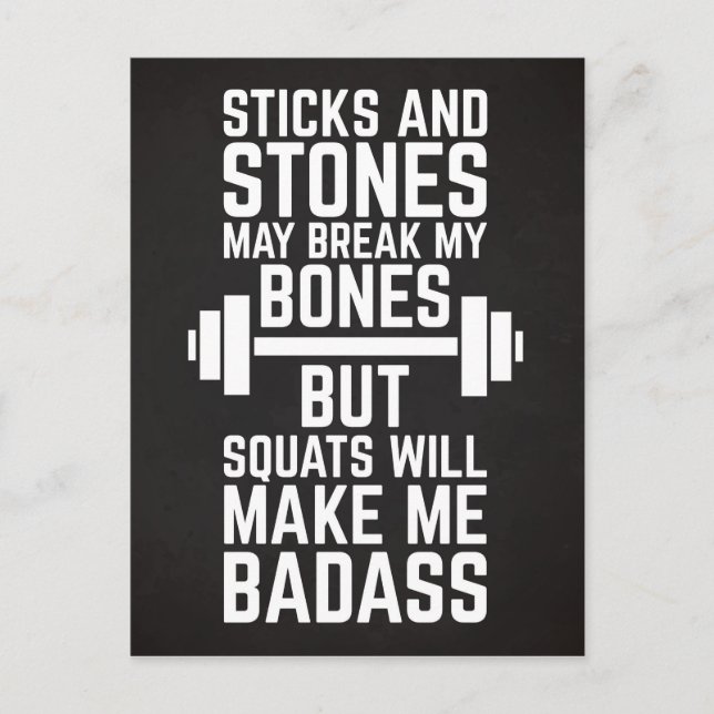 Squats machen mich zum Badass-Gym-Zitat Postkarte (Vorderseite)