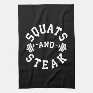 Squats und Steak, Leg Day - Funny Workout Küchentuch