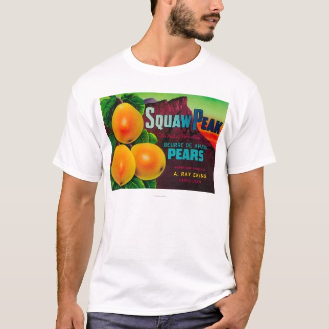 Squaw-Höchstbirnen-Kiste LabelProvo, UT T-Shirt (Vorderseite)