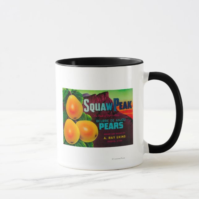 Squaw Peak Pear Crate LabelProvo, UT Tasse (Rechts)
