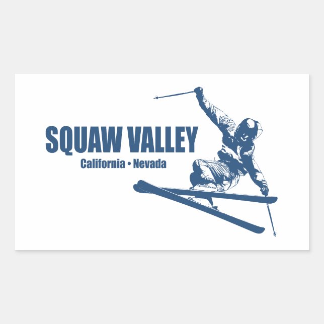 Squaw Valley Ski Resort Skier Rechteckiger Aufkleber (Vorderseite)