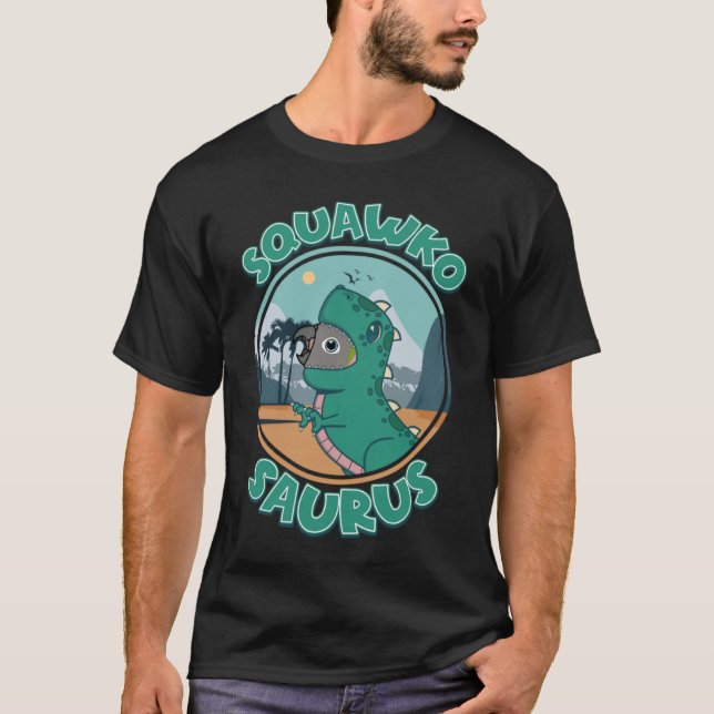 Squawkosaurus Rex Parrot I Dusky Kopf Consurus T-Shirt (Vorderseite)