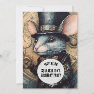 Squeakleton-Steampunk-Tier mit eigenem Namen Einladung