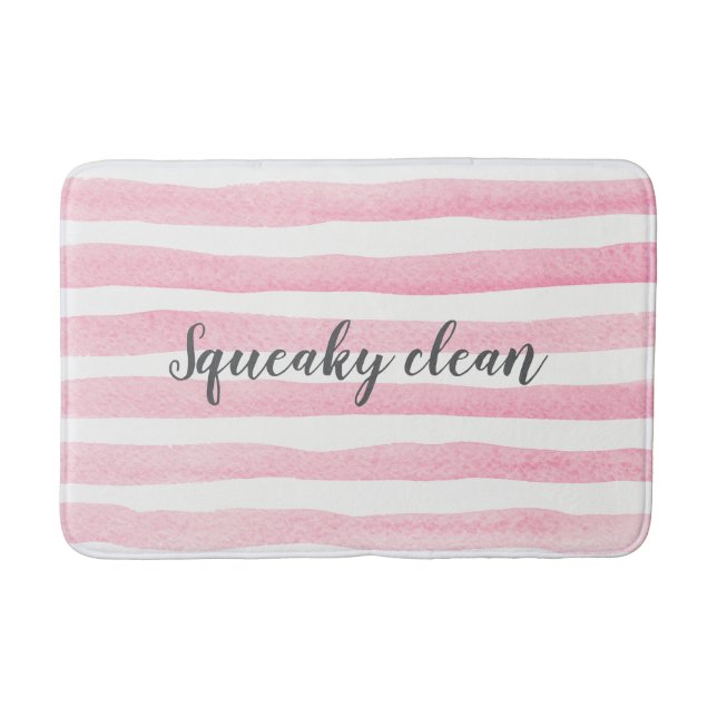 Squeaky Clean rosa Streifen Aquarellmatte Badematte (Vorderseite)