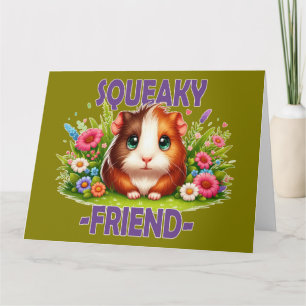 Squeaky Friend Pun. Niedlich Baby Guinea Cartoon Dankeskarte