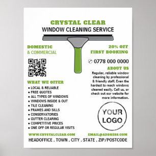 Squeegee, Fensterreiniger, Reinigungsservice-Werbu Poster