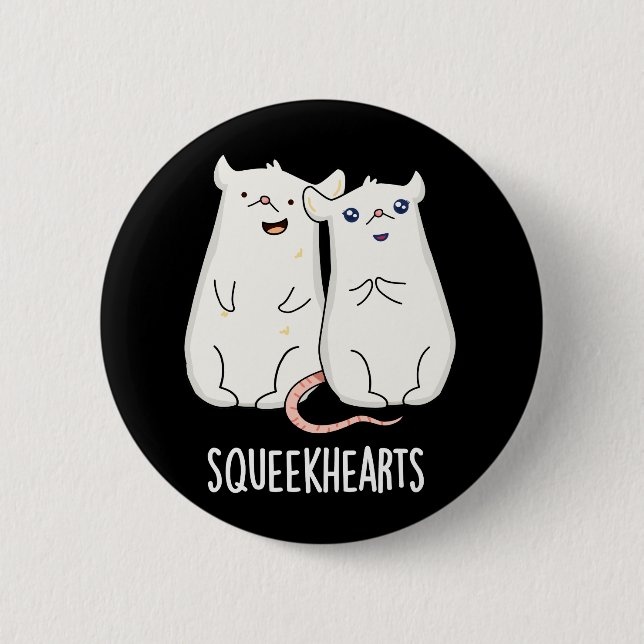 Squeekherzen Funny Mouse Sweetheart Pun Dark BG Button (Vorderseite)