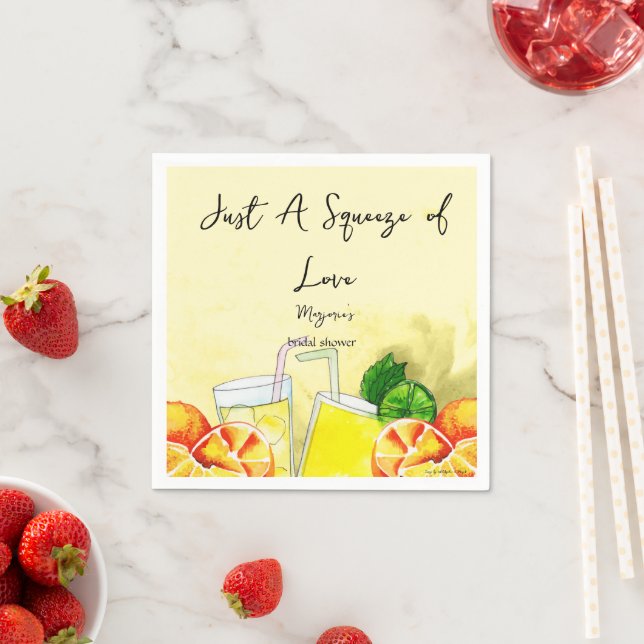 Squeeze der Liebe Lemonade Lemon Citrus Brautparty Serviette (Beispiel)