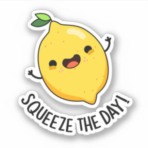 Squeeze the Day Funny Lemon Puff Aufkleber