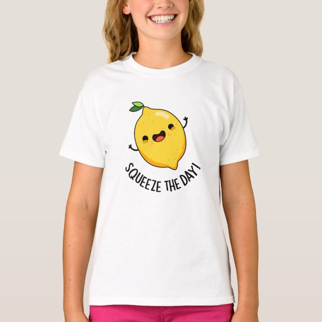 Squeeze the Day Funny Lemon Puff T-Shirt (Vorderseite)