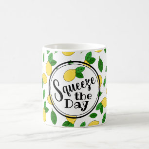 Squeeze the Day Funny Zitat Lemon Clip Art Muster Kaffeetasse