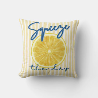 Squeeze the Day Lemon Motivational Quote Kissen