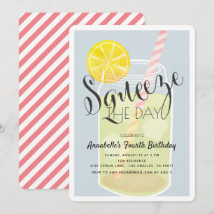 Squeeze the Day Lemonade Jar Birthday Einladung