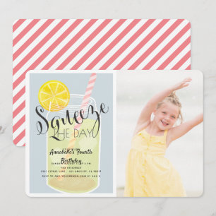 Squeeze the Day Lemonade Jar Birthday Foto Einladung