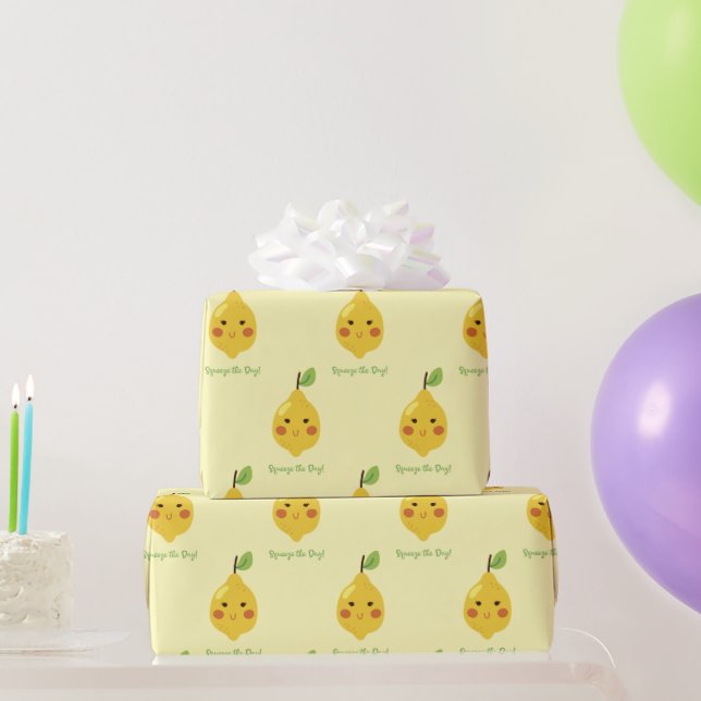 Squeeze the Day Punny Lemon Muster Geschenkpapier (Partygeschenke)
