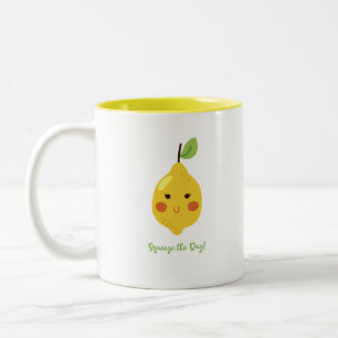 Squeeze the Day Punny Lemon Zweifarbige Tasse