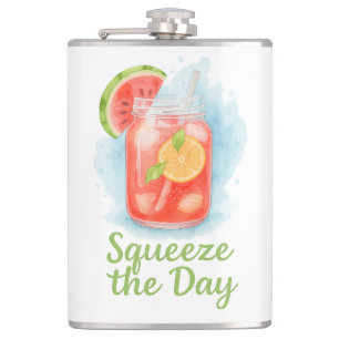 Squeeze the Day - Summer Watercolor Fruit Drink Flachmann