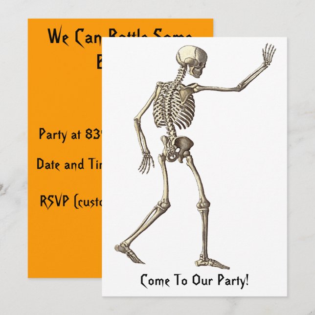 Squelette agitant Halloween Invitation (Devant / Derrière)