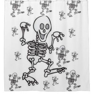 squelette blanc halloween rideau de douche