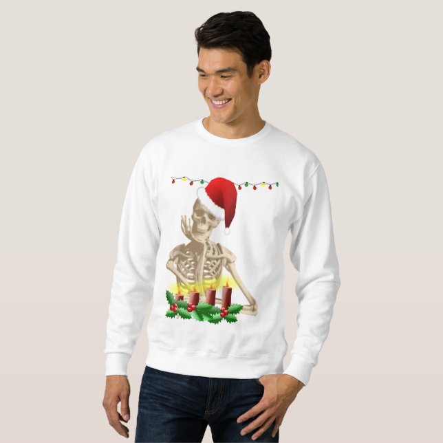 squelette cauchemar noël hommes sweatshirt (Devant entier)