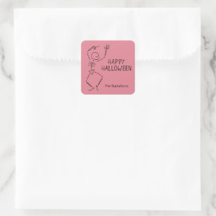Squelette Dance Halloween autocollant - rose