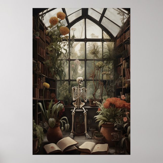 Squelette dans une impression de bibliothèque bota (Devant)