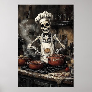 Squelette dans une impression de cuisine, cuisine