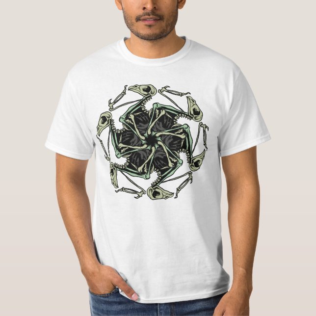 Squelette d'oiseaux Mandala T-Shirt (Devant)