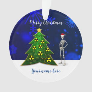 Squelette et sapin de Noël avec symboles de rayonn