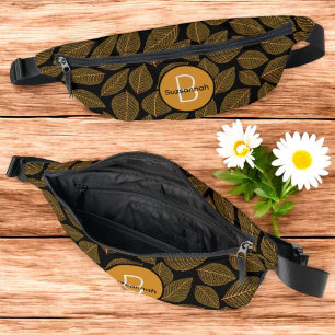 Squelette feuille Motif avec Monogramme initial