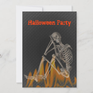 Squelette Flames Halloween Invitation