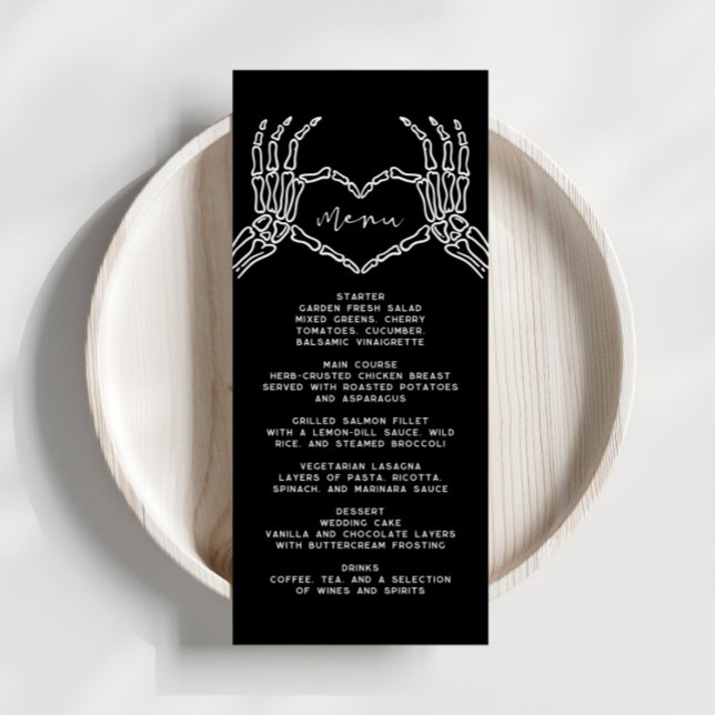 Squelette gothique Mains Halloween Menu Mariage (Créateur téléchargé)