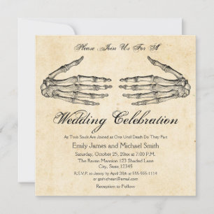 Squelette Mains Faire-part de mariage gothique