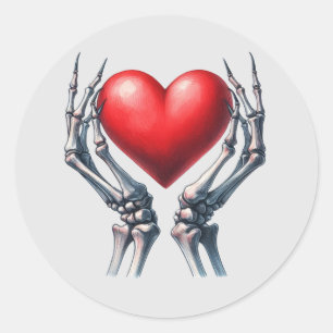 Squelette Mains tenant un gros sticker de coeur