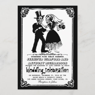 squelette mort mariage couple invitations