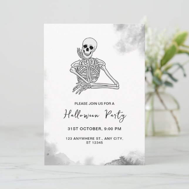 Squelette noir et blanc Invitation de la fête d'Ha (Debout devant)