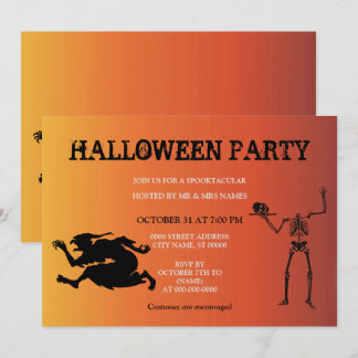 Squelette Sorcière Halloween Invitation