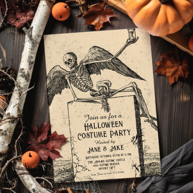 Squelette vintage Adulte Halloween Fête Invitation (Créateur téléchargé)