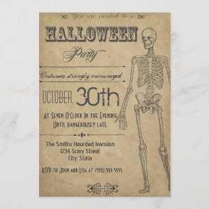 Squelette Vintage Halloween Invitation