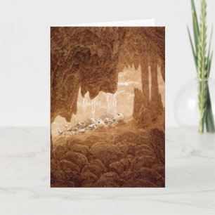 Squelettes dans une carte de retraite de caverne