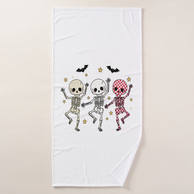 Squelettes dansants de Halloween mignons (Serviette de bain)