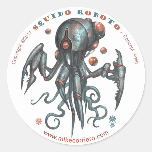 Squidobot-O-Aufkleber Runder Aufkleber (Vorderseite)