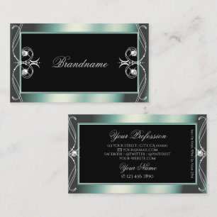 Squiggelge Verzierte schwarze und Aquamarine Spark Visitenkarte