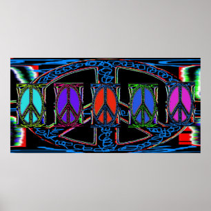 Squigggle Peace Sign Windows Poster