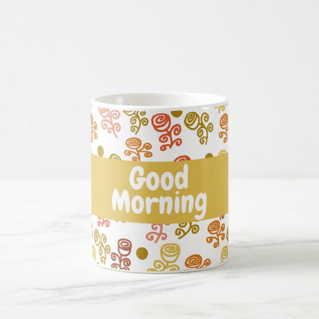 Squigggle Rose Gold Orange und Rostkaffee Tasse (Mittel)