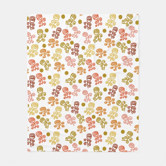 Squiggle Rose Gold Orange und Rost Fleece Blanken (Vorderseite)