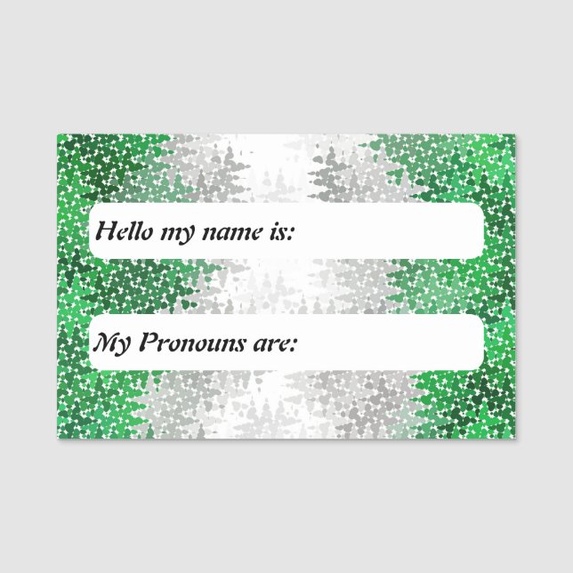 Squiggly Boho anpassbare Grayromantic Pride-Flagge Namensschild (Vorderseite)