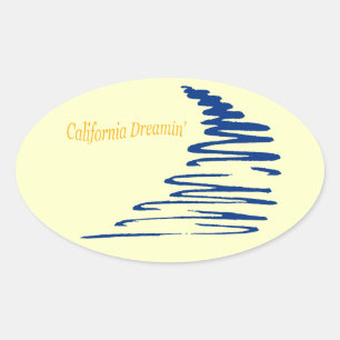Squiggly Lines_California Dreamin'_Aqua Ovaler Aufkleber